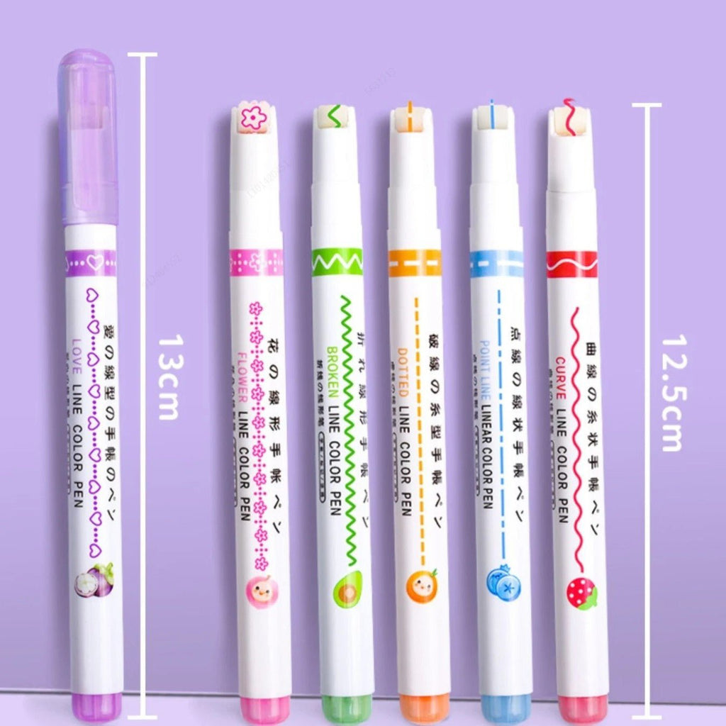 Set de 6 Surligneurs Roller à Motifs – Multicolores - Mains Créatrices