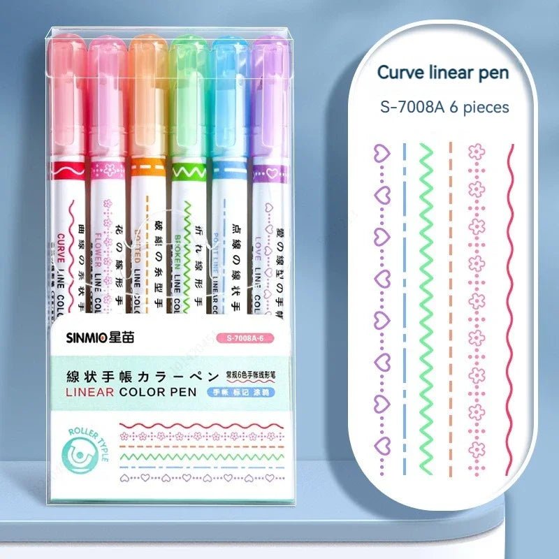 Set de 6 Surligneurs Roller à Motifs – Multicolores - Mains Créatrices