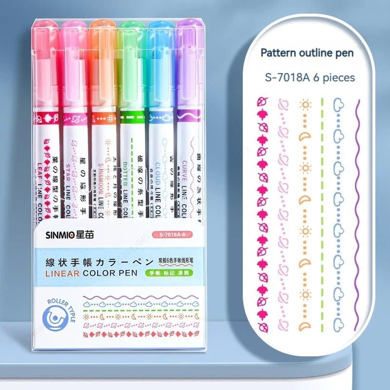 Set de 6 Surligneurs Roller à Motifs – Multicolores - Mains Créatrices