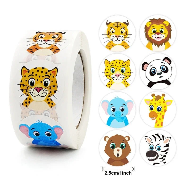 Stickers étoiles brillantes et animaux – rouleau de 500 ou 1000 pièces - Mains Créatrices