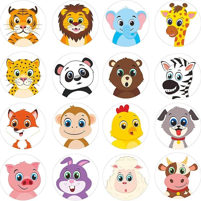 Stickers étoiles brillantes et animaux – rouleau de 500 ou 1000 pièces - Mains Créatrices