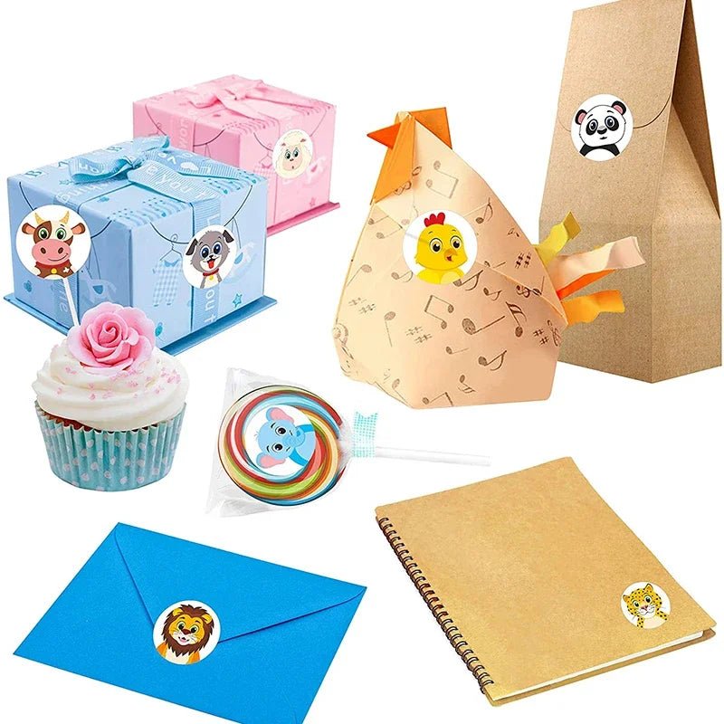 Stickers étoiles brillantes et animaux – rouleau de 500 ou 1000 pièces - Mains Créatrices